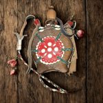 Vintage Dekoflasche echt Leder