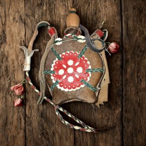 Vintage Dekoflasche echt Leder