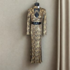 Zweiteiler gold Fashionova stretch Material Gr.XS/S