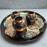 Dekoteller mit Kerzenhalter schwarz silber