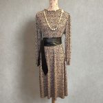 Kleid beige,schwarz gemustert Gr.42/44